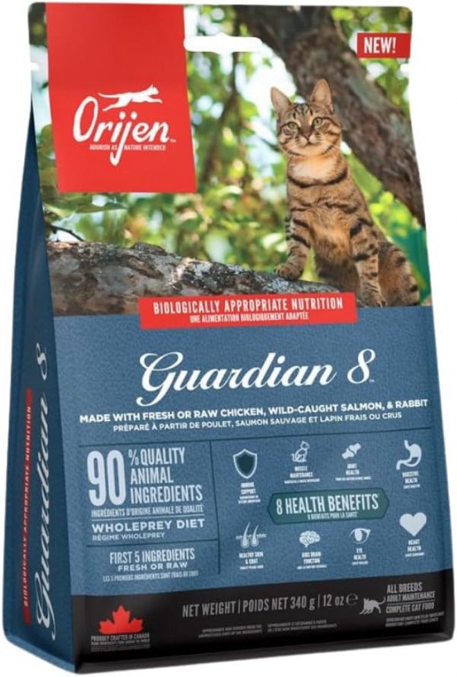 اورجين طعام جاف للقطط من Orijen، نوع Guardian 8، بمكونات دجاج وسلمون وأرنب - 340 جرام - Image 1