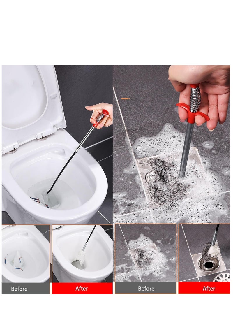 62-Inch Drain Snake Tool - Heavy-Duty Hair Clog Remover & Sink Cleaner for Kitchen, Bathroom, Shower, Tub, and Toilet - Flexible Drain Cleaning Tool with Grabber Claw for Easy Pipe Maintenance - Image 3