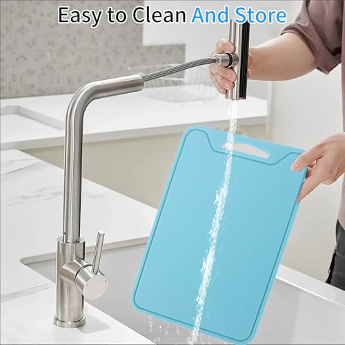 KINGTAIXIN Flexible Silicone Cutting Boards For Kitchen 11.8''x 8.6'',BPA Free Silicone Cutting Board Kitchen Mat For Fruit and Vegetables, Dishwasher Safe, Suitable For Both Indoor and Outdoor (Blue) - Image 4