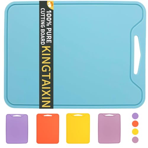 KINGTAIXIN Flexible Silicone Cutting Boards For Kitchen 11.8''x 8.6'',BPA Free Silicone Cutting Board Kitchen Mat For Fruit and Vegetables, Dishwasher Safe, Suitable For Both Indoor and Outdoor (Blue) - Image 1