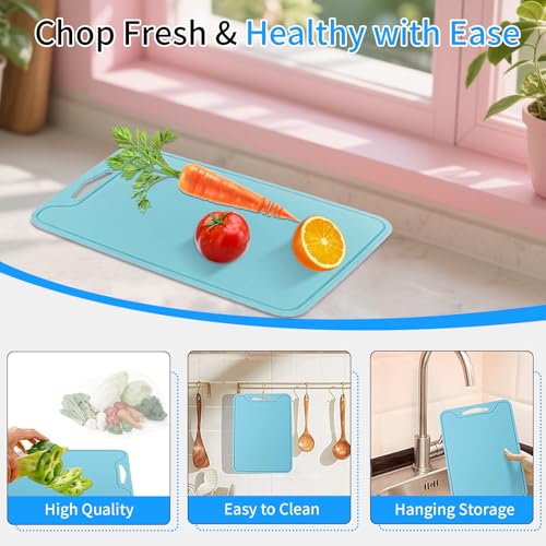 KINGTAIXIN Flexible Silicone Cutting Boards For Kitchen 11.8''x 8.6'',BPA Free Silicone Cutting Board Kitchen Mat For Fruit and Vegetables, Dishwasher Safe, Suitable For Both Indoor and Outdoor (Blue) - Image 3