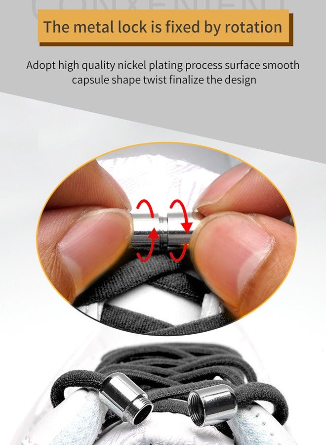 1Pairs No Tie Shoe Laces Tieless Elastic Shoe Laces with Shoelaces Lock Connector, No Tie Shoelaces  Black  - Image 3