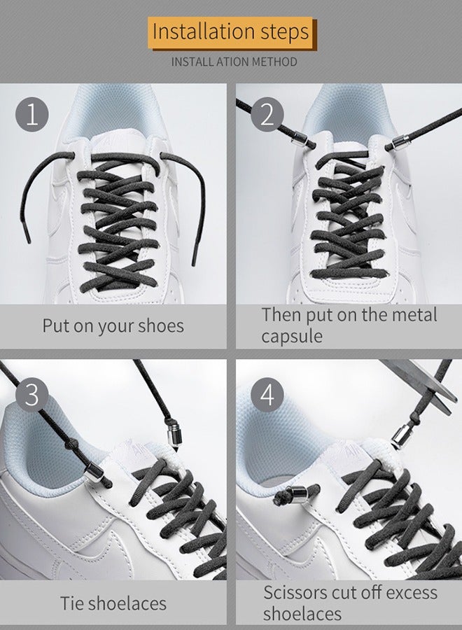 1Pairs No Tie Shoe Laces Tieless Elastic Shoe Laces with Shoelaces Lock Connector, No Tie Shoelaces  Black  - Image 5