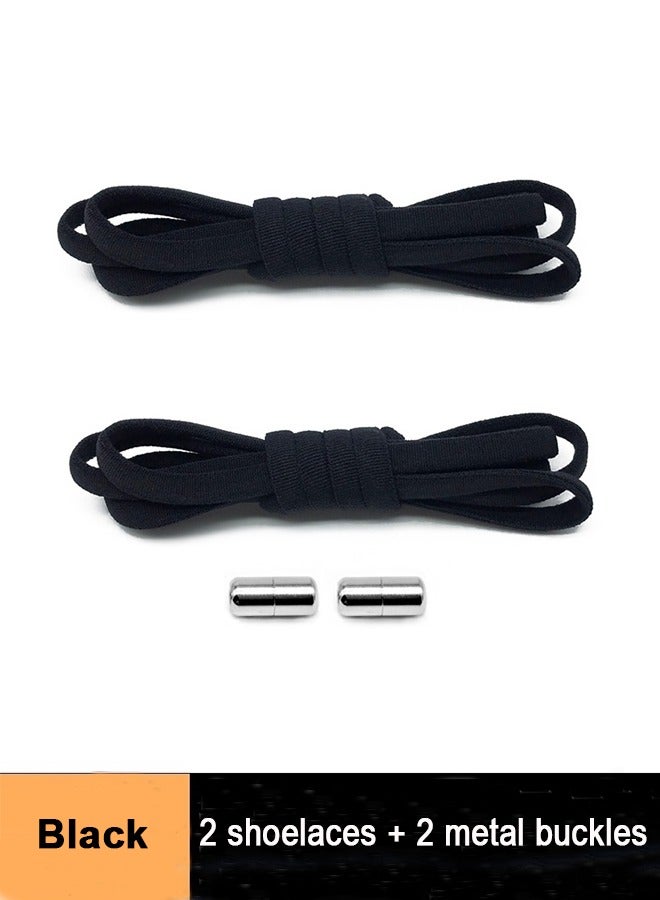 1Pairs No Tie Shoe Laces Tieless Elastic Shoe Laces with Shoelaces Lock Connector, No Tie Shoelaces  Black  - Image 1