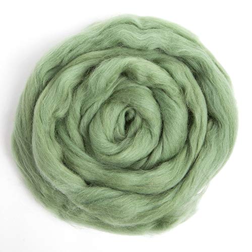 Desert Breeze Distributing 100% Natural Merino Wool Roving - Premium Combed Top Merino Roving Wool - Tapestry, Spinning, Wet Felting & Needle Felting Supplies - 21.5 Micron - 1 oz, Color Ivy Green - Image 3