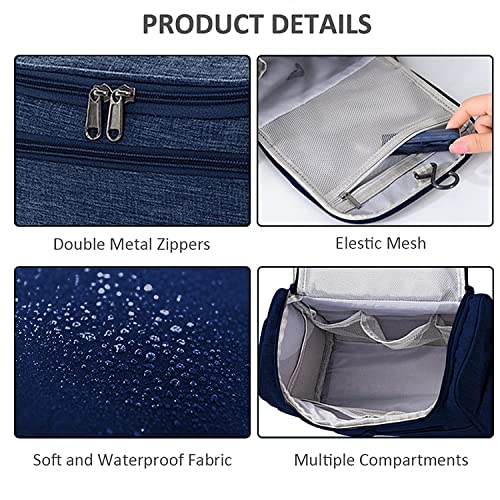 Clopic - Travel Toiletry Kit Bag Cosmetic Bag with Hook for Travel, Makeup Organiser, Cosmetic Pouch, Household Grooming Kit, Makeup Bag for Women (Blue) - Image 5