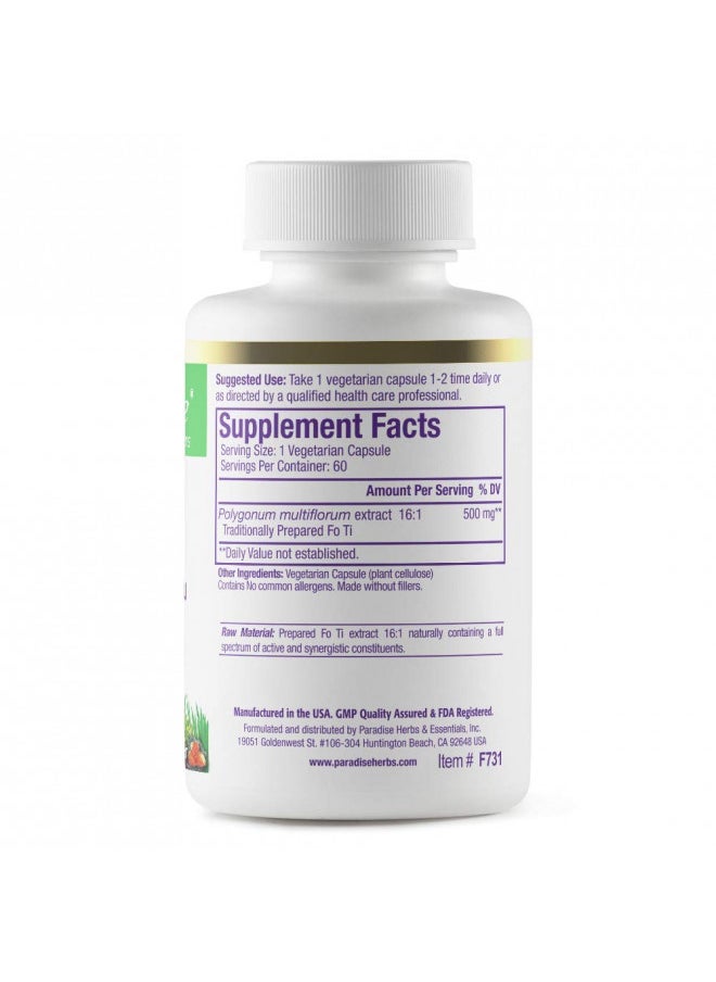Paradise Herbs Fo Ti/He Shou Wu Root Extract, Dietary Supplement for Hair & Skin Health, Gluten Free, 60 Vegetarian Capsules