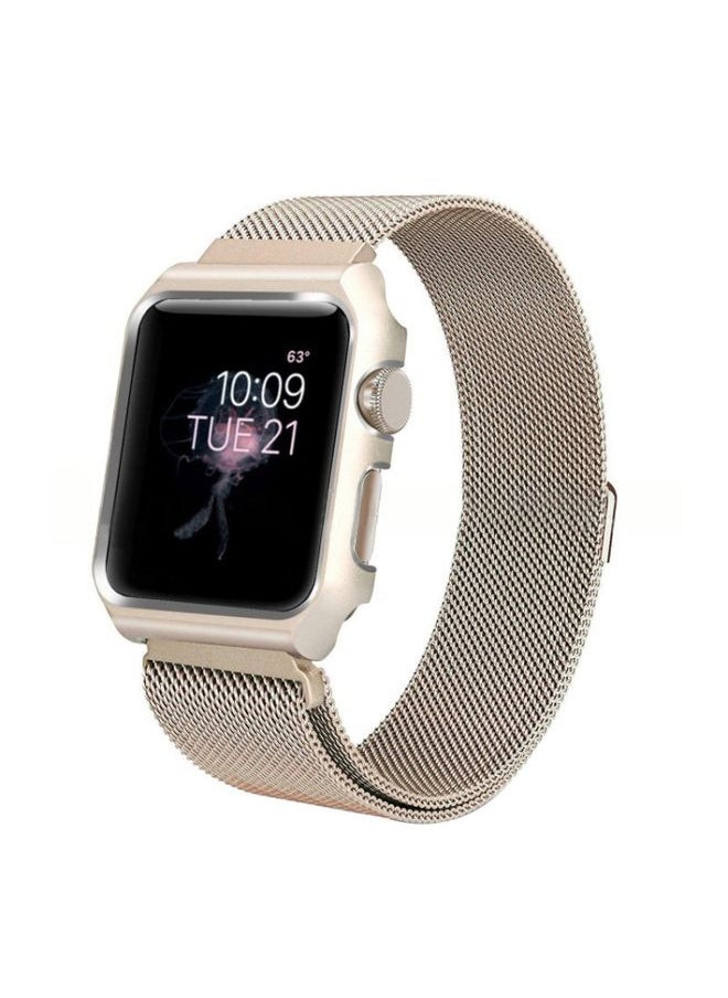 Generic - Replacement Strap For Apple Watch Series 3 & 2 & 1 38mm Milanese Loop Simple Fashion Metal Watch Band Gold - Image 1