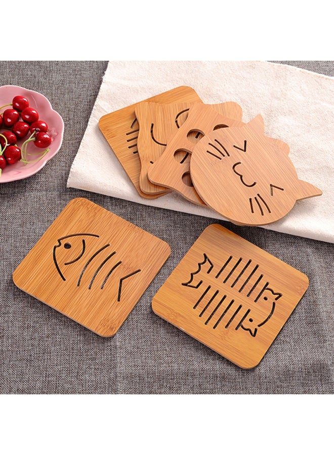 Wooden Cartoon Heat Insulation Mat Dining Table Mat Non-slip Pot Mat Creative Cute Mat Cup Mat Bowl Mat Cup Mat Wholesale-Color:Large Apple (with Anti-slip Mat)#C0D46#-Specifications:Small 800/piece, Large 300/piece  - Image 2