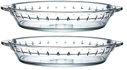 ARUZEN Rudra Villa Glass Round Pie Pan with Handles for Apple Pie Pumpkin Pie and Quiche 2 - Image 1