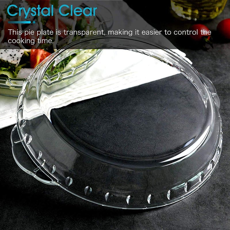 ARUZEN Rudra Villa Glass Round Pie Pan with Handles for Apple Pie Pumpkin Pie and Quiche 2 - Image 2
