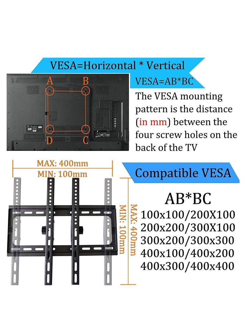 TV Wall Mount Fit for Most 26-55 Inch LED LCD Flat Screen TV up to VESA 400x400mm and 99lbs Loading Capacity with Tilting and Leveling Adjustment (Fit for 26-55 Inch Flat Screen TV) - Image 2
