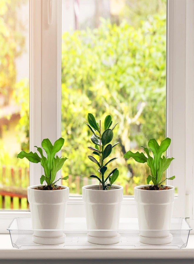 Kingrol 16 Pack Rectangular Plant Drip Trays, Clear Plant Saucers for Indoors, Thick Plastic Window Sill Plant Trays for Flower Pot Planter - Image 5