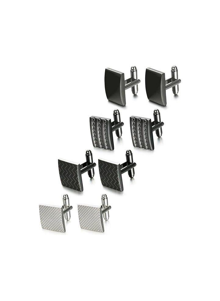 Oasisgalore 4 Pairs Wedding Business Classic Cufflinks for Men Unique Cufflink Set Mens - Image 1
