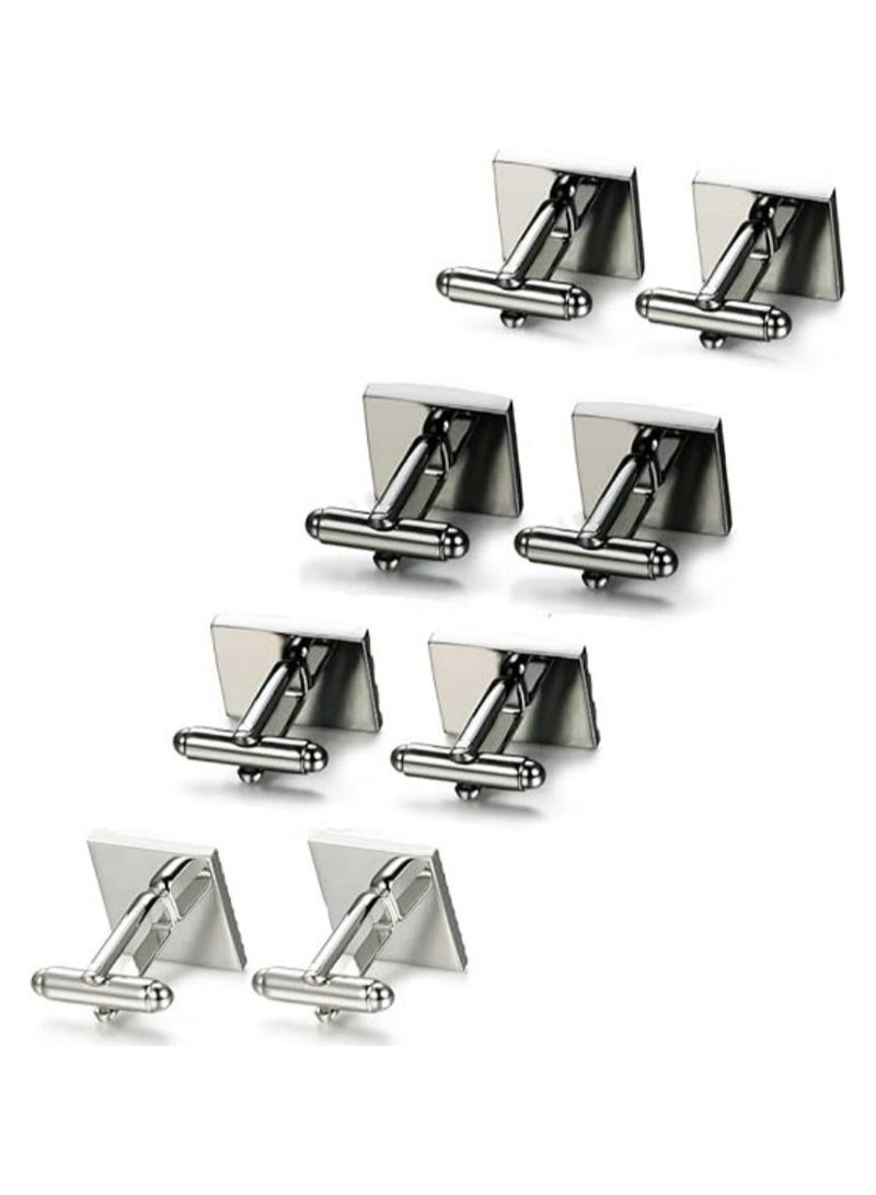 Oasisgalore 4 Pairs Wedding Business Classic Cufflinks for Men Unique Cufflink Set Mens - Image 3