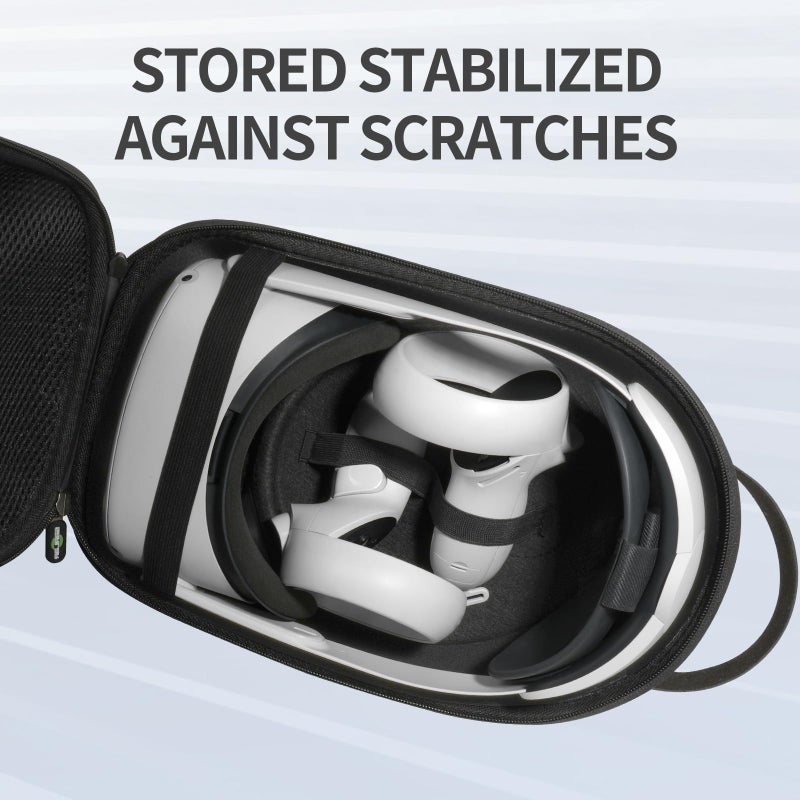 sarlar Hard Carrying Case Compatible with Oculus Meta Meta Quest 3S/Quest 3/Quest 2, Carbon Fiber, Fixed Protection for VR Headset Controller and Official Head Strap Accessories, Travel and Storage - Image 5