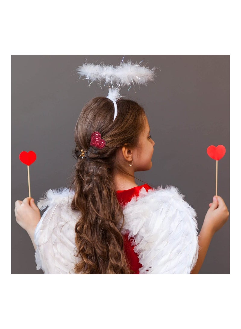 SOLARAE Valentines Heart Hair Clips, 12 Pieces Heart Glitter Sequin Heart Hairpins Heart Shape Barrettes for Girls Birthday Party Wedding Hair Accessories (Red, Rose) - Image 5