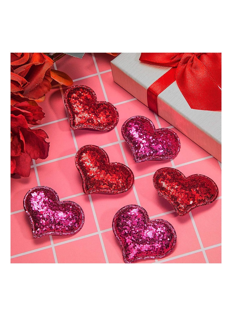 SOLARAE Valentines Heart Hair Clips, 12 Pieces Heart Glitter Sequin Heart Hairpins Heart Shape Barrettes for Girls Birthday Party Wedding Hair Accessories (Red, Rose) - Image 3