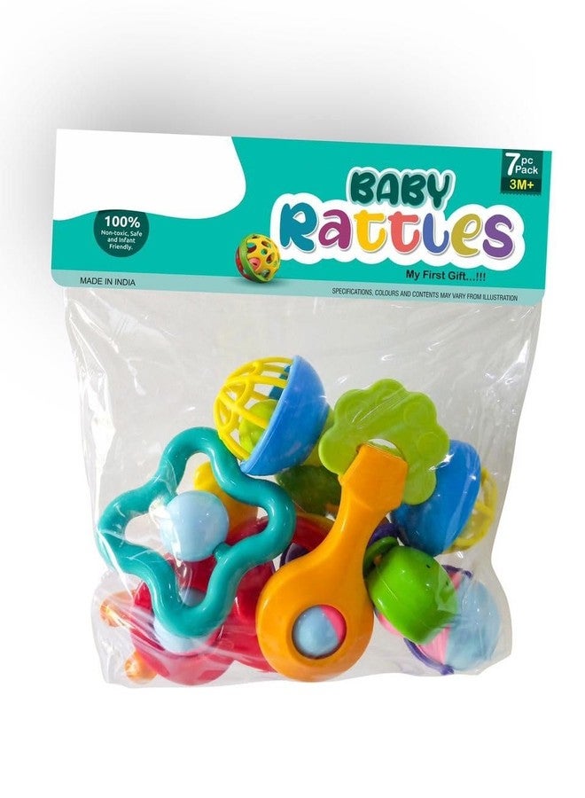 Quasar 7 in 1 Colorful Combo Rattle Smoothing Plastic Non-Toxic Rings Babies 6months+ Children Toy and Infant Products Born Baby First Toys - Image 2