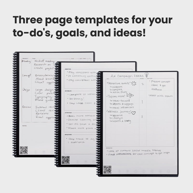 Rocketbook Fusion Reusable Undated Productivity Planner, Letter Size 8.5x11, Gray - Goals, Monthly and Weekly Calendar, Daily To-do List, Lined and Dotted Notes Pages - Image 5