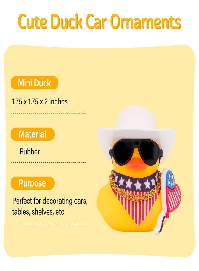 wonuu Rubber Duck Car Ornaments American Flag Scarf with Cowboy Hat, Balloon-White - Image 3