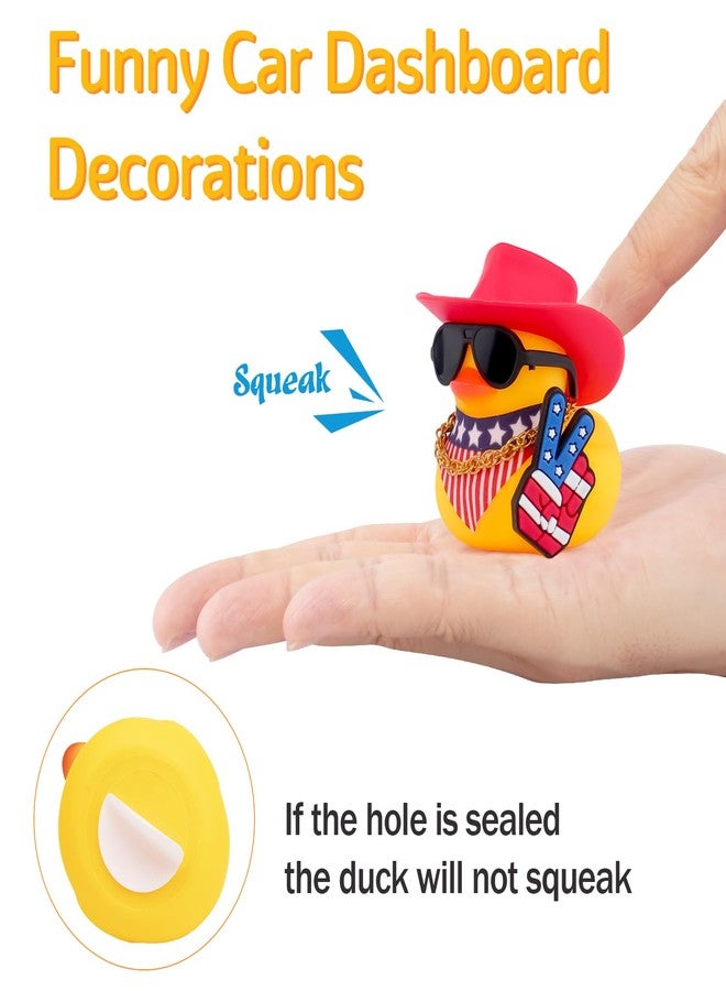 wonuu Rubber Duck Car Ornaments American Flag Scarf with Cowboy Hat, Balloon-White - Image 5
