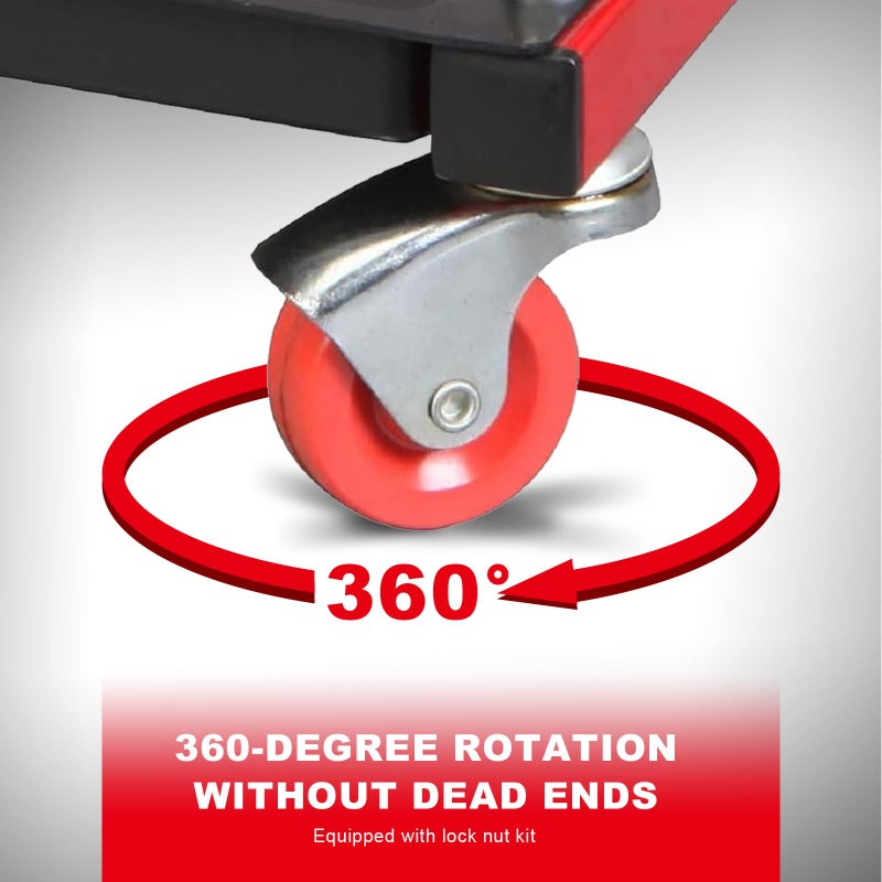 BIG RED Torin TR6300 Red Rolling Creeper Garage/Shop Seat: Padded Mechanic Stool with Tool Tray Large - Image 3