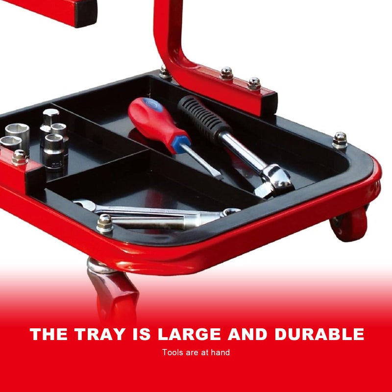 BIG RED Torin TR6300 Red Rolling Creeper Garage/Shop Seat: Padded Mechanic Stool with Tool Tray Large - Image 5
