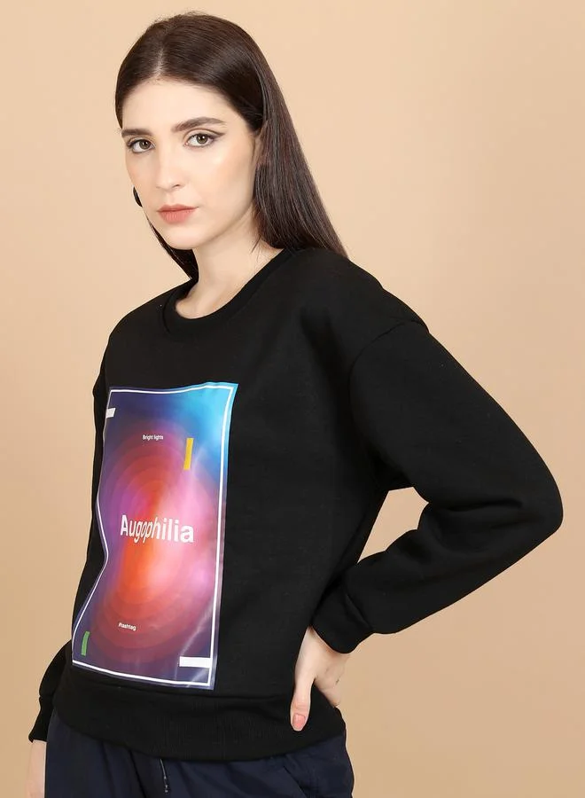 Tokyo Talkies Printed Round Neck Oversized Sweatshirt by Styli