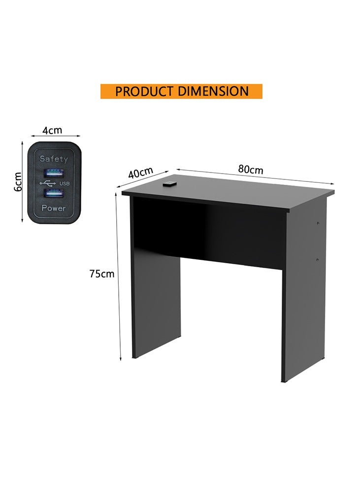 Mahmayi Mahmayi Modern Study Table with BS02 Desktop Socket with USB A/C Port, Modern Executive Desk for Office, Home, Schools, Laptop, Computer Workstation Table- Black - Image 2