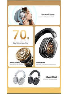 Awei ENC Noise-Cancelling, Wireless Bluetooth Headset, Bluetooth V5.4 Over-the-Head, 40mm Stereo, 40hrs Talk/70hrs Playback, TYPE-C Quick Charge, 10m Range, Soft Earcups, Lightweight & Comfortable  - Image 2
