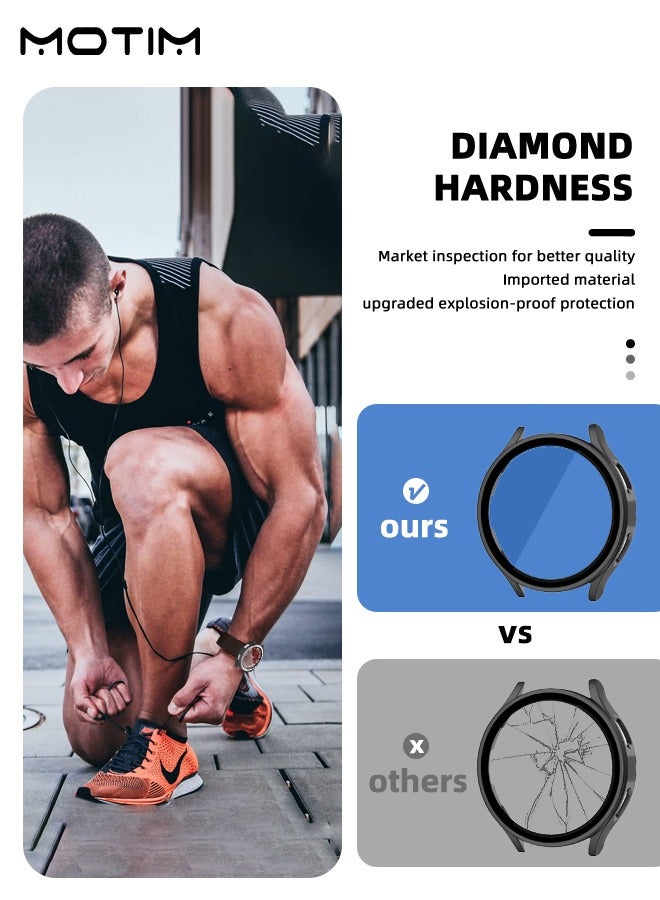 Motim 2 Packs 2 in 1 Watch Screen Protector Case Compatible for Samsung Galaxy Watch 5/4 40mm Tempered Glass Waterproof Hard PC Cover - Image 4