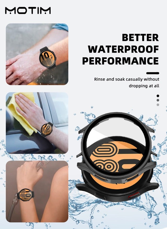 Motim 2 Packs 2 in 1 Watch Screen Protector Case Compatible for Samsung Galaxy Watch 5/4 40mm Tempered Glass Waterproof Hard PC Cover - Image 3