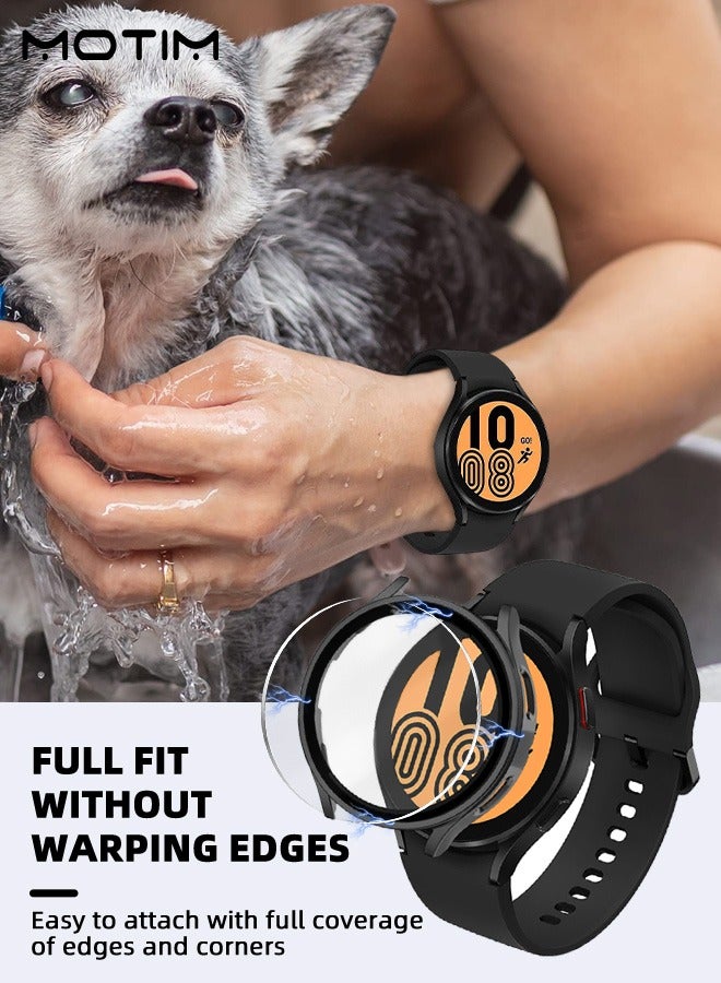 Motim 2 Packs 2 in 1 Watch Screen Protector Case Compatible for Samsung Galaxy Watch 5/4 40mm Tempered Glass Waterproof Hard PC Cover - Image 5