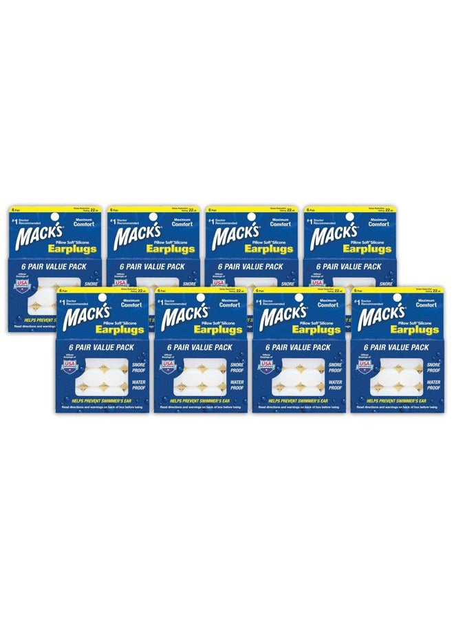 Mack's Pillow Soft Silicone Earplugs - 6 Pair (Pack of 8), Value Pack – The Original Moldable Silicone Putty Ear Plugs for Sleeping, Snoring, Swimming, Travel, Concerts and Studying - Image 1