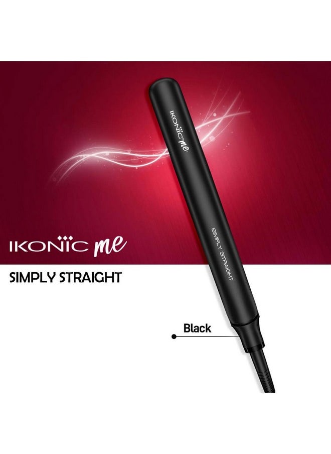 IKONIC - Simply Straight Hair Straightener For Women Super Slim Rose Gold 1 Inch Plates Compact Design Quick Heat Up Process Auto Controlled Heat Setting Suitable For All Hair Type, Black - Image 1