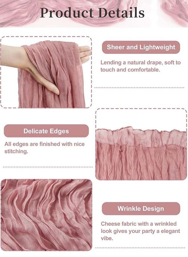 رحلة التنوعD 300*90CM مفرش مائدة شفاف، مفرش طاولة شفاف، مفرش مائدة شيشي لحفلات الزفاف، مفرش طاولة شاش بوهو، ديكور ريفي شفاف للمائدة 90*300 سم وردي - Image 3