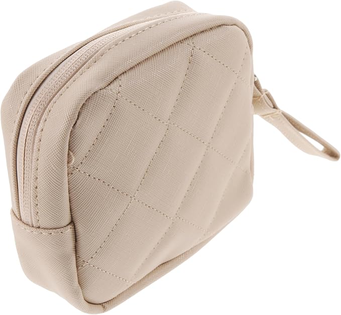 Beige 13x13cm Portable Tampon Holder Napkin Storage Bag Makeup Toiletry Organizer - Image 1