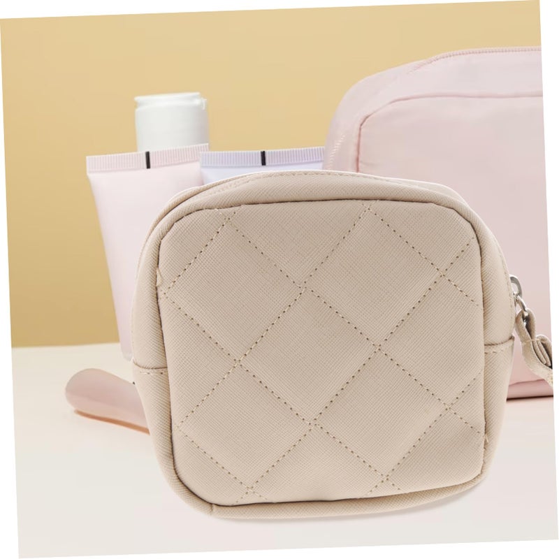 Beige 13x13cm Portable Tampon Holder Napkin Storage Bag Makeup Toiletry Organizer - Image 5
