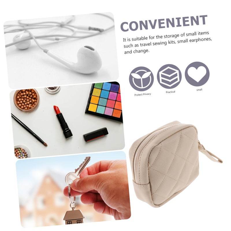 Beige 13x13cm Portable Tampon Holder Napkin Storage Bag Makeup Toiletry Organizer - Image 3