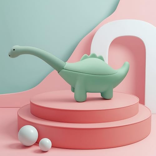 ONE AND ONLY Kids Spoon & Fork Set Green Stainless Steel Head and Soft Silicone Handle with Dino Case to Promote Self-Feeding in Toddlers - Image 5