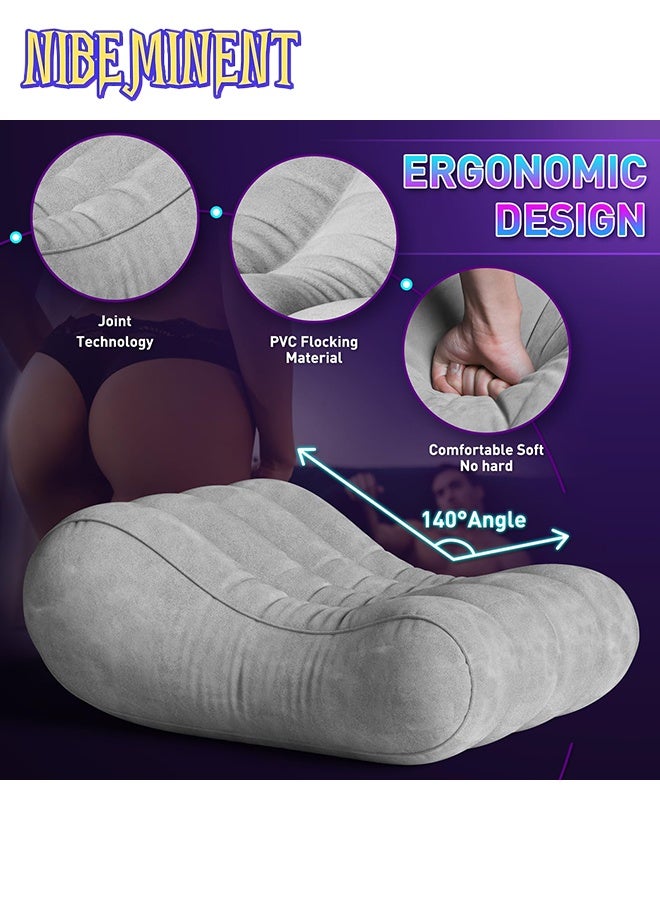 NIBEMINENT Leg Positioning Pillow Large Inflatable Pillow Portable Sleeping Pillow Leg Lifting Bed Sofa Travel Camping Bedroom Flannel Anti-Leakage Air Valve (With Air Pump) - Image 4