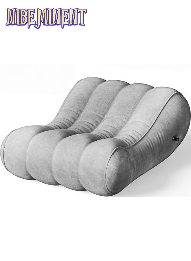 NIBEMINENT Leg Positioning Pillow Large Inflatable Pillow Portable Sleeping Pillow Leg Lifting Bed Sofa Travel Camping Bedroom Flannel Anti-Leakage Air Valve (With Air Pump) - Image 1