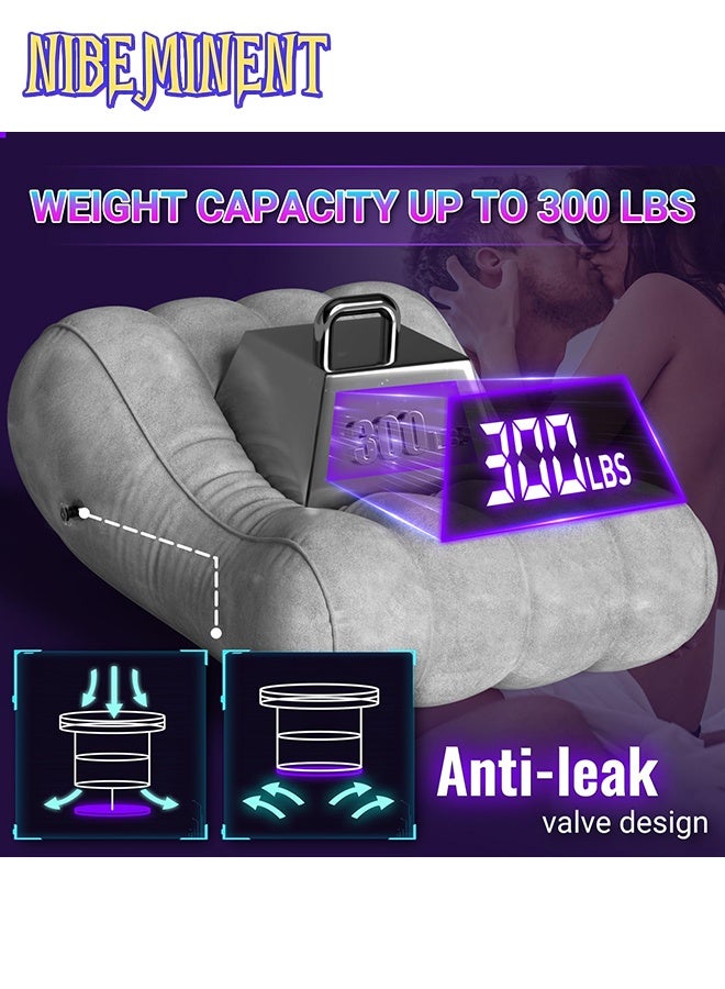 NIBEMINENT Leg Positioning Pillow Large Inflatable Pillow Portable Sleeping Pillow Leg Lifting Bed Sofa Travel Camping Bedroom Flannel Anti-Leakage Air Valve (With Air Pump) - Image 3