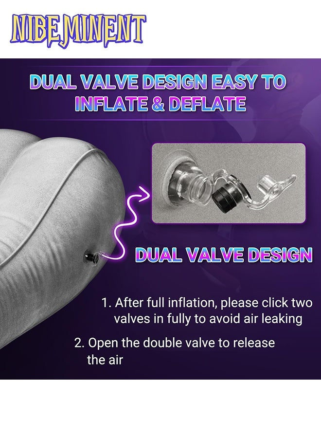 NIBEMINENT Leg Positioning Pillow Large Inflatable Pillow Portable Sleeping Pillow Leg Lifting Bed Sofa Travel Camping Bedroom Flannel Anti-Leakage Air Valve (With Air Pump) - Image 5