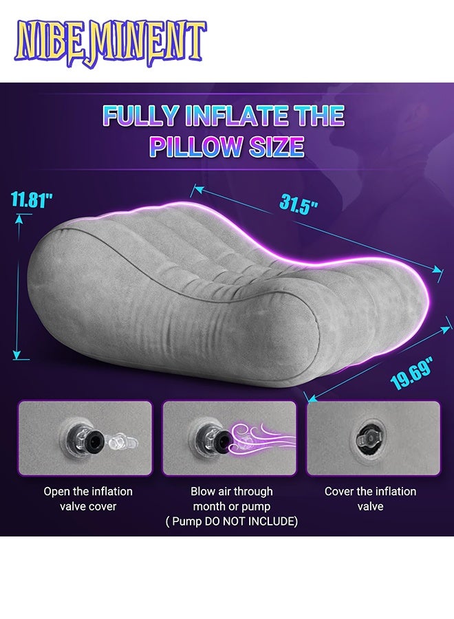 NIBEMINENT Leg Positioning Pillow Large Inflatable Pillow Portable Sleeping Pillow Leg Lifting Bed Sofa Travel Camping Bedroom Flannel Anti-Leakage Air Valve (With Air Pump) - Image 2