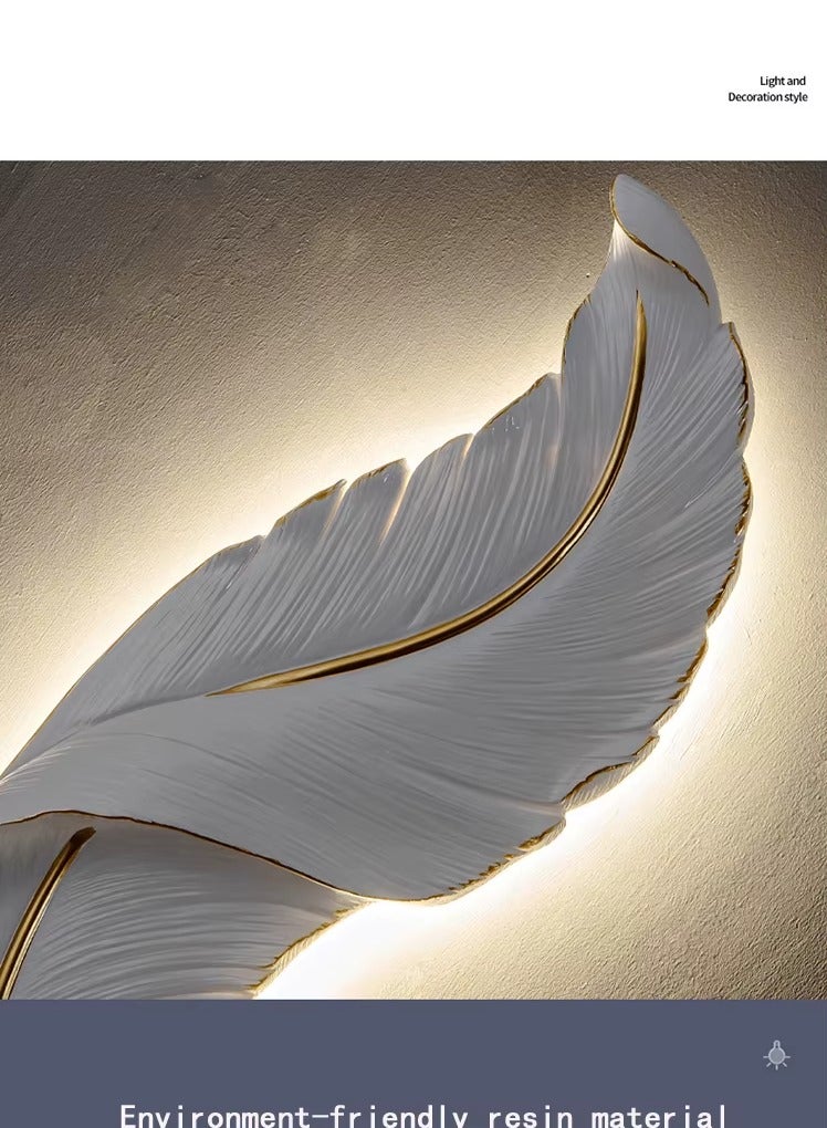 Modern Wall Mount Light LED Dimmable Wall Sconce Lighting White Elegant Feather Design 3000k-6000k LED Wall Lamp for Bedroom Living Room Hallway - Image 4