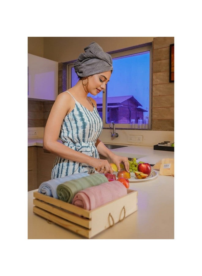 Mush Mush Bamboo Hair Towel | Ultra Soft, Absorbent & Anti Microbial Hair Wrap | Quick Drying 500 GSM Bamboo Towel for Hair (Charcoal Grey) - Image 5