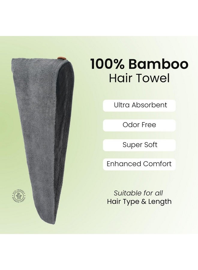 Mush Mush Bamboo Hair Towel | Ultra Soft, Absorbent & Anti Microbial Hair Wrap | Quick Drying 500 GSM Bamboo Towel for Hair (Charcoal Grey) - Image 2