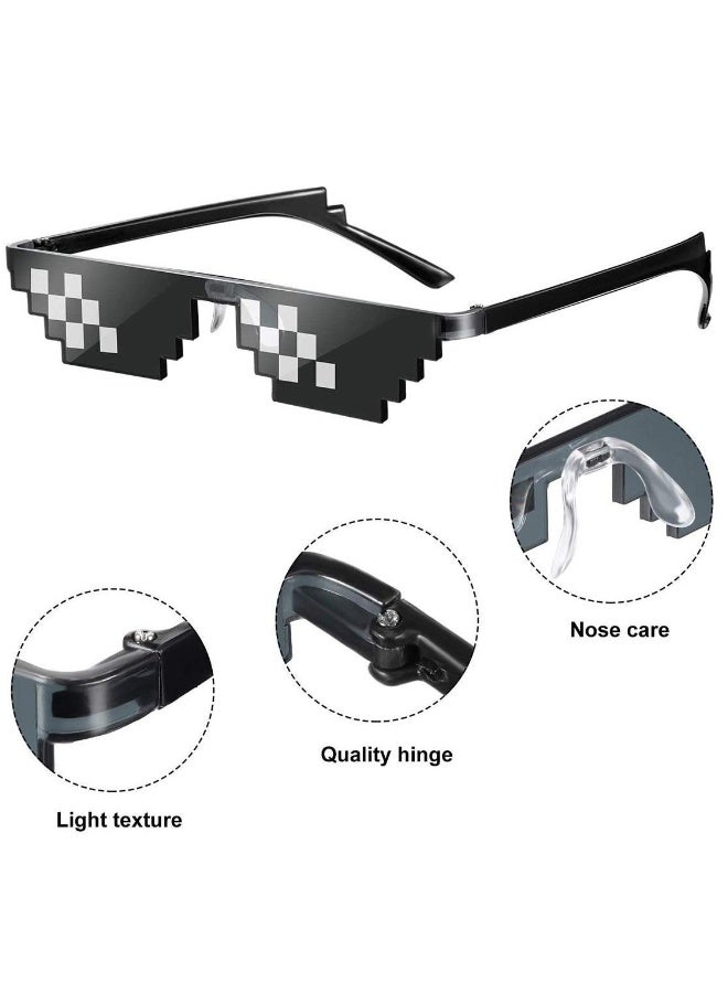 3 Pairs Thug life Sunglasses Pixel Sunglasses, Cool Thug Glasses Plastic Pixel Sunglasses, Party Accessories for Kids Adults, Black - Image 5